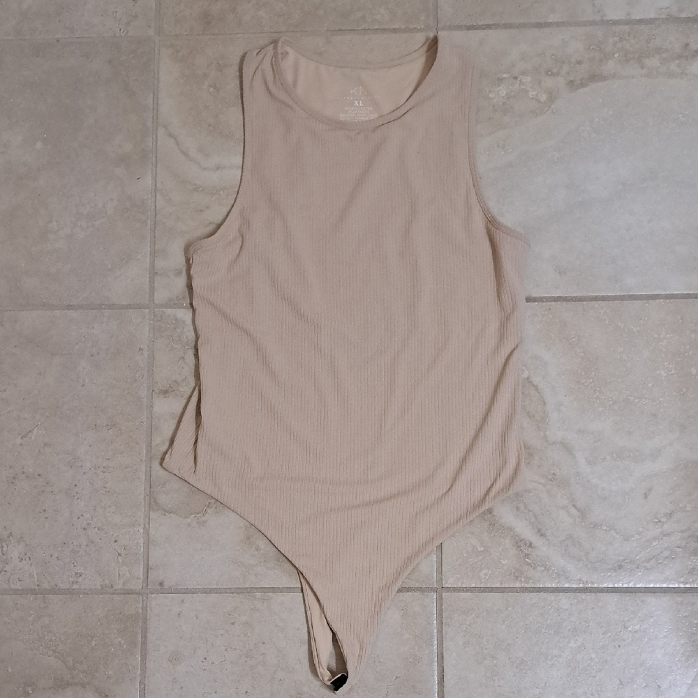 Klassy Network Beige Ribbed Bodysuit